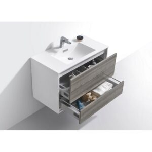 Kubebath DL36 De Lusso 36 Inch Wall Mount Single Sink Bath Vanity