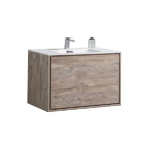 Kubebath DL36 De Lusso 36 Inch Wall Mount Single Sink Bath Vanity