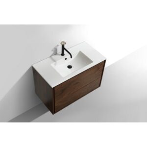 Kubebath DL36 De Lusso 36 Inch Wall Mount Single Sink Bath Vanity