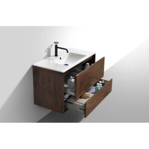 Kubebath DL36 De Lusso 36 Inch Wall Mount Single Sink Bath Vanity