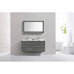 Kubebath DL48D De Lusso 48 Inch Wall Mount Double Sink Bath Vanity