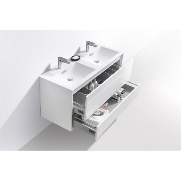 Kubebath DL48D De Lusso 48 Inch Wall Mount Double Sink Bath Vanity