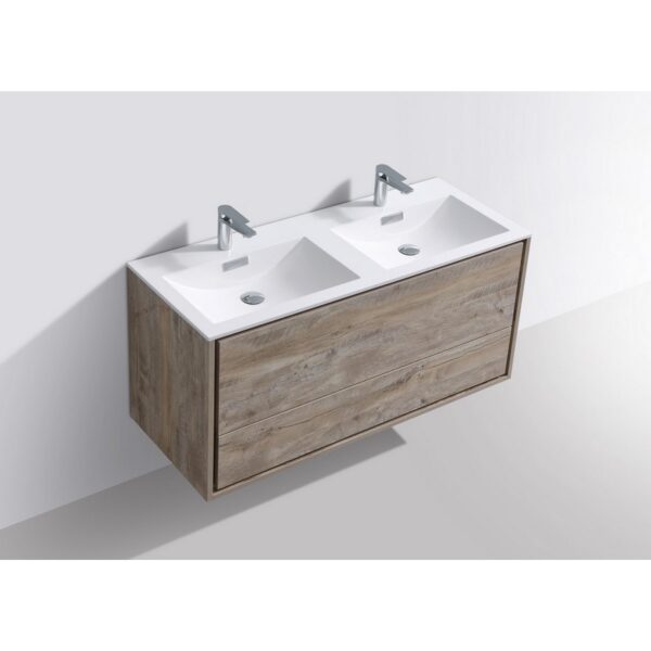 Kubebath DL48D De Lusso 48 Inch Wall Mount Double Sink Bath Vanity