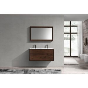 Kubebath DL48D De Lusso 48 Inch Wall Mount Double Sink Bath Vanity