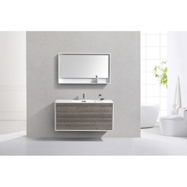 Kubebath DL48S De Lusso 48 Inch Wall Mount Single Sink Bath Vanity