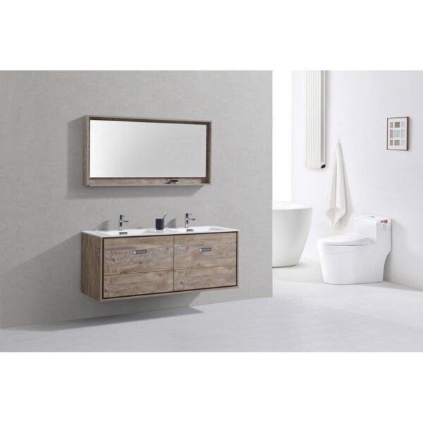 Kubebath DL60D De Lusso 59 Inch Wall Mount Double Sink Bathroom Vanity