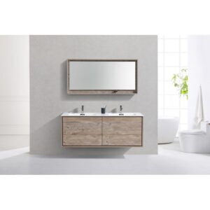 Kubebath DL60D De Lusso 59 Inch Wall Mount Double Sink Bathroom Vanity