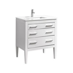 Kubebath E30-GW Eiffel 30 Inch High Gloss White Vanity with Quartz Counter Top