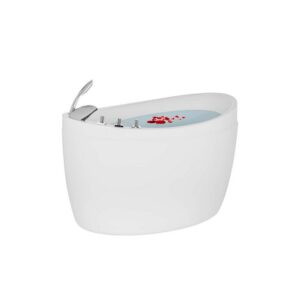 Empava EMPV-48JT011 48 x 31 1/2 Inch Japanese-Style Freestanding Oval Air Massage Bathtub with Tub Filler - White