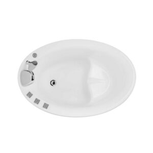 Empava EMPV-48JT011 48 x 31 1/2 Inch Japanese-Style Freestanding Oval Air Massage Bathtub with Tub Filler - White