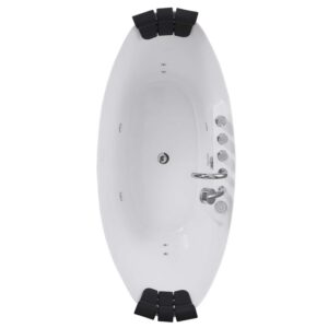 Empava EMPV-59AIS11 59 x 28 3/4 Inch Whirlpool Freestanding Acrylic Bathtub with Tub Filler - White