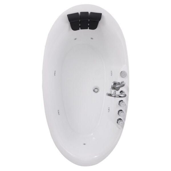 Empava EMPV-59AIS12 59 x 31 1/2 Inch Whirlpool Freestanding Acrylic Oval Bathtub with Tub Filler - White