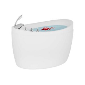 Empava EMPV-59FT002 59 x 31 1/2 Inch Freestanding Japanese Style Soaking Bathtub with Reversible Drain in White