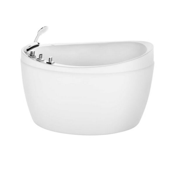 Empava EMPV-59FT002 59 x 31 1/2 Inch Freestanding Japanese Style Soaking Bathtub with Reversible Drain in White