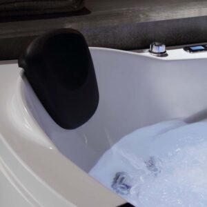 Empava EMPV-59JT319LED 59 x 29 Inch Whirlpool Corner Bathtub with Tub Filler and Thermostat - White