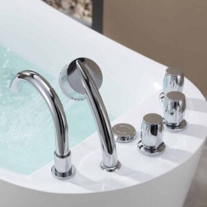 Empava EMPV-67AIS05 67 x 31 1/2 Inch Whirlpool Freestanding Acrylic Bathtub with Tub Filler - White