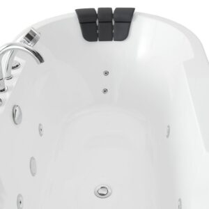 Empava EMPV-67AIS17 67 x 34 1/4 Inch Whirlpool Acrylic Freestanding Bathtub with Tub Filler - White