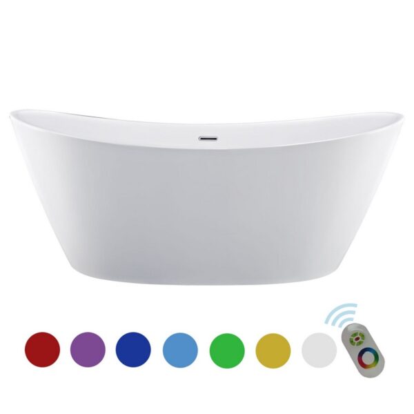 Empava EMPV-67FT1518LED 67 x 30 Inch Soaking Freestanding Bathtub - White