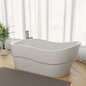 Empava EMPV-67FT1527 66 7/8 x 31 1/2 Inch Freestanding Soaking Bathtub with Left Drain in White