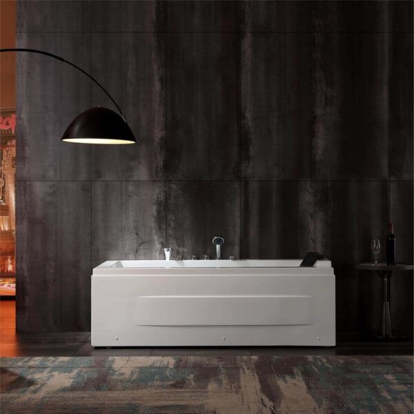 Empava EMPV-67JT351LED 67 x 29 1/2 Inch Whirlpool Combination Massage Waterfall Bathtub with Tub Filler - White