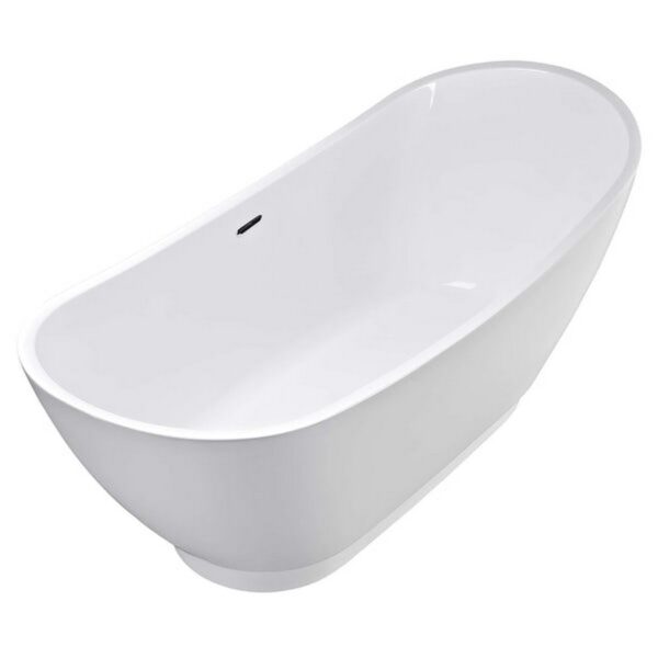 Empava EMPV-69FT1603 68 7/8 x 28 3/4 Inch Freestanding Oval Soaking Bathtub with Center Drain in White