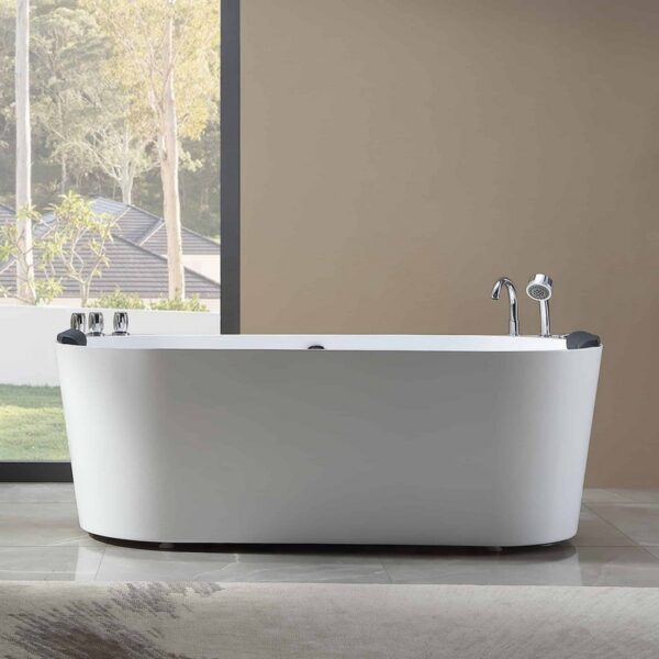 Empava EMPV-71AIS08 71 x 31 1/2 Inch Luxurious Whirlpool Acrylic Alcove Bathtub with Tub Filler - White