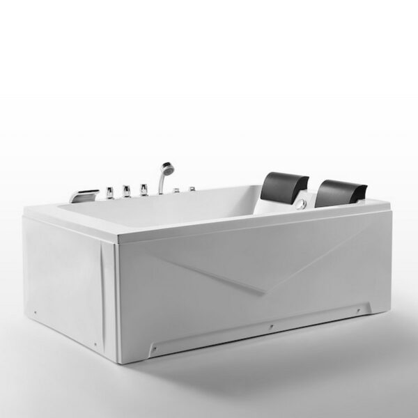 Empava EMPV-71JT667B 71 x 47 Inch Alcove Whirlpool Luxury 2-Person Hydromassage Bathtub with Tub Filler - White