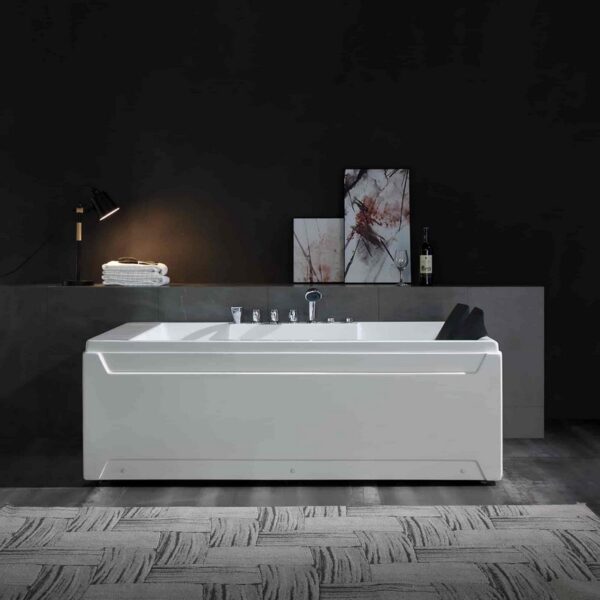 Empava EMPV-72JT367LED 72 x 48 Inch Whirlpool Luxury 2-Person Hydromassage Bathtub with Tub Filler - White