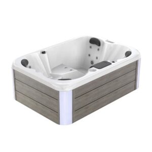 Empava EMPV-SPA3527 82 5/8 x 62 5/8 Inch Freestanding Rectangular Whirlpool Outdoor Hot Tub in Cloud Gray