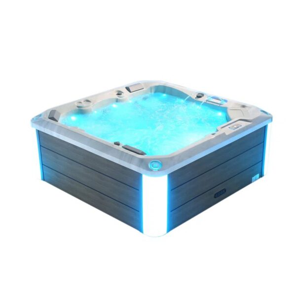 Empava EMPV-SPA3528 69 5/8 x 86 5/8 Inch Freestanding Rectangular Whirlpool Outdoor Hot Tub in Cloud Gray