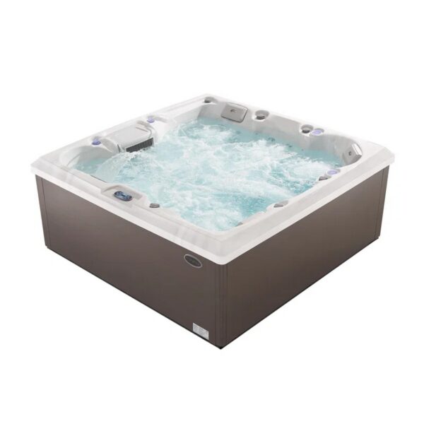 Empava EMPV-SPA3550 84 5/8 x 84 5/8 Inch Freestanding Rectangular Whirlpool Outdoor Hot Tub in Cloud Gray