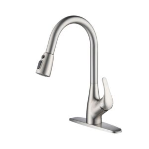 KIBI USA F101 16 1/4 Inch Single Hole Deck Mount Single Handle Pull-Down Kitchen Faucet