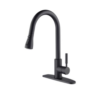 KIBI USA F102 16 1/2 Inch Single Hole Deck Mount Single Handle Pull-Down Kitchen Faucet