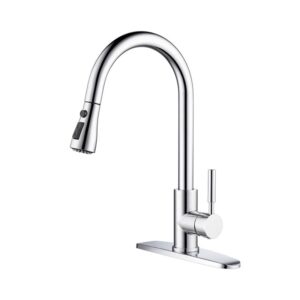 KIBI USA F102 16 1/2 Inch Single Hole Deck Mount Single Handle Pull-Down Kitchen Faucet