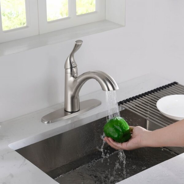 KIBI USA F103 10 Inch Single Hole Deck Mount Single Handle Pull-Down Kitchen Faucet