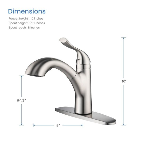 KIBI USA F103 10 Inch Single Hole Deck Mount Single Handle Pull-Down Kitchen Faucet