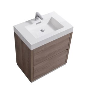 Kubebath FMB30 Bliss 29 3/8 Inch Free Standing Single Sink Bath Vanity