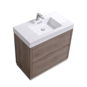 Kubebath FMB40 Bliss 39 3/8 Inch Free Standing Single Sink Bath Vanity