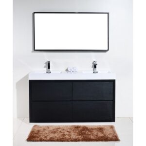 Kubebath FMB60D Bliss 59 1/4 Inch Free Standing Double Sink Bath Vanity