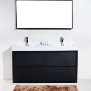 Kubebath FMB60D Bliss 59 1/4 Inch Free Standing Double Sink Bath Vanity