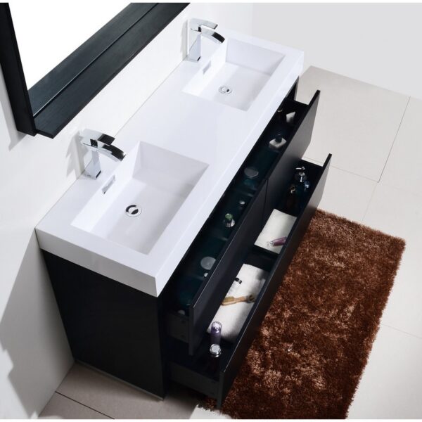 Kubebath FMB60D Bliss 59 1/4 Inch Free Standing Double Sink Bath Vanity