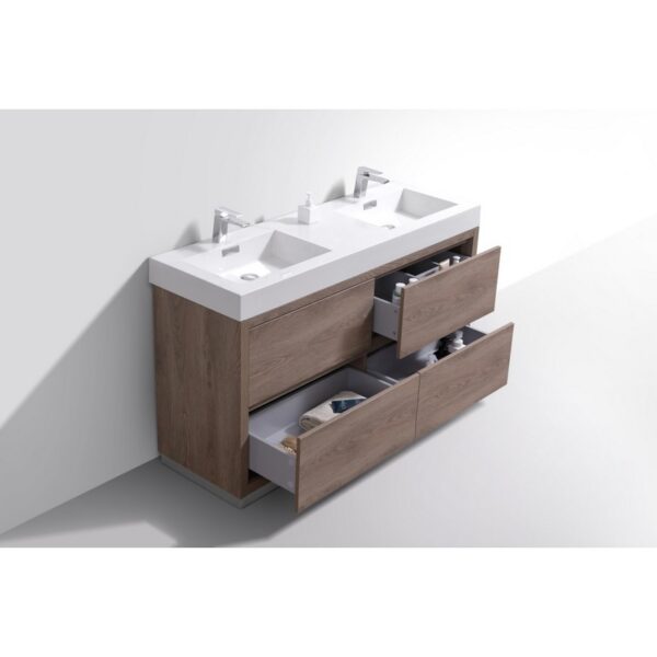 Kubebath FMB60D Bliss 59 1/4 Inch Free Standing Double Sink Bath Vanity