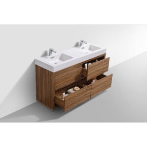 Kubebath FMB60D Bliss 59 1/4 Inch Free Standing Double Sink Bath Vanity