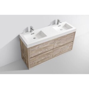 Kubebath FMB60D Bliss 59 1/4 Inch Free Standing Double Sink Bath Vanity