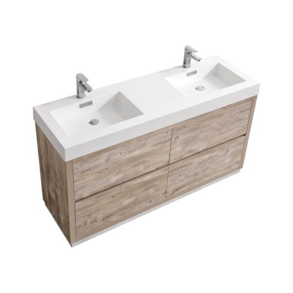 Kubebath FMB60D Bliss 59 1/4 Inch Free Standing Double Sink Bath Vanity