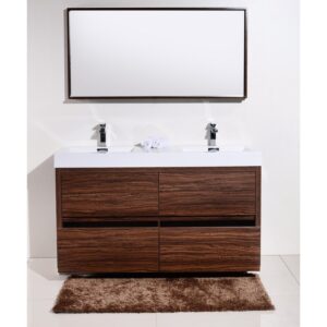 Kubebath FMB60D Bliss 59 1/4 Inch Free Standing Double Sink Bath Vanity