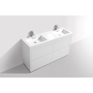 Kubebath FMB60D Bliss 59 1/4 Inch Free Standing Double Sink Bath Vanity