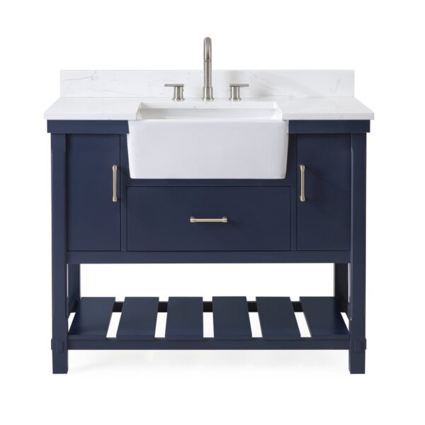 Chans Furniture FW-7042-NB42 42 Inches Kendia Farmhouse Sink Bathroom Vanity In Navy Blue