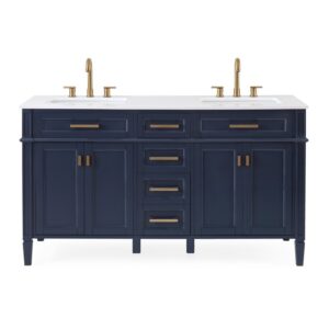 Chans Furniture GD-1808-D60NB 60 Inches Tennant Brand Durand Modern Double Sink Bathroom Vanity In Navy Blue