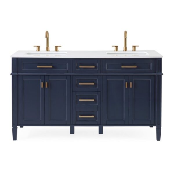 Chans Furniture GD-1808-D60NB 60 Inches Tennant Brand Durand Modern Double Sink Bathroom Vanity In Navy Blue